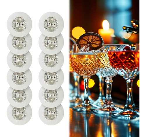 Posavasos Led, 7 Colores, Luces Adhesivas Led Rgb, 12 Piezas
