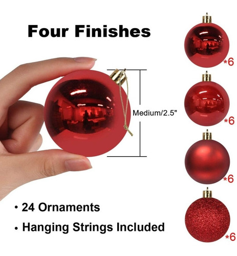 12 Esferas Plásticas Paquete Colores Navideños
