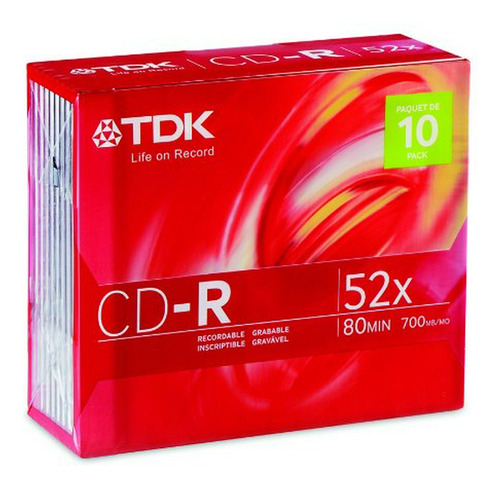 Tdk Cd-r80 m10 cd-r 80 minuto, 700 mb, 52 x (10-pack De Dato