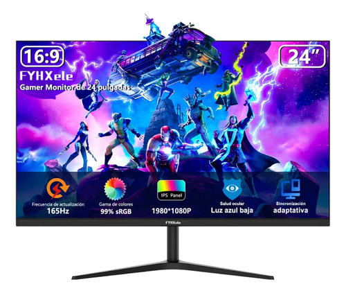 Monitor Gamer Fyhxele 23,8 Paneles Ips Full Hd 165 Hz 1 Ms H Negro