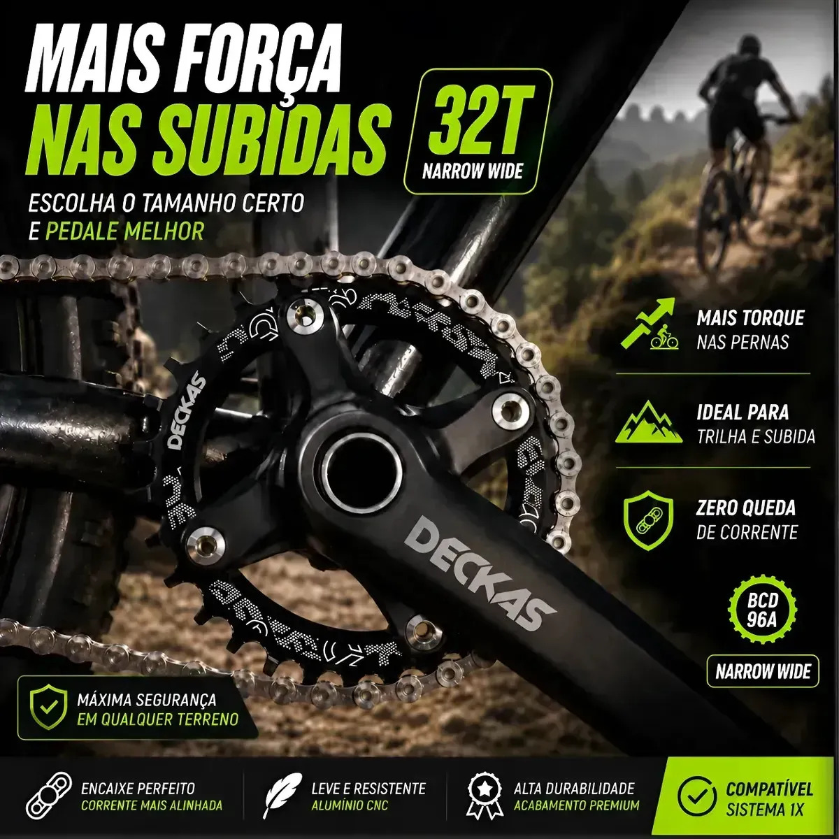 Coroa Deckas Narrow Wide 32t Bcd 96s Shimano 50g
