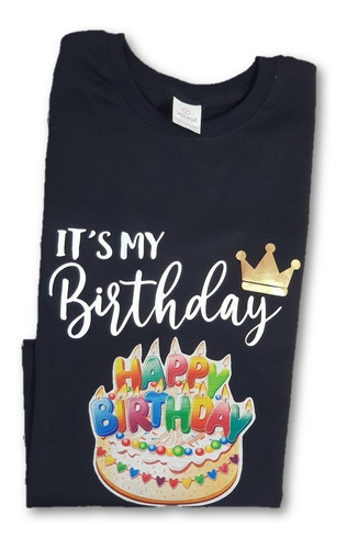 Playera Cumpleaños Dama Happy Birthday Ch A Xl Negra