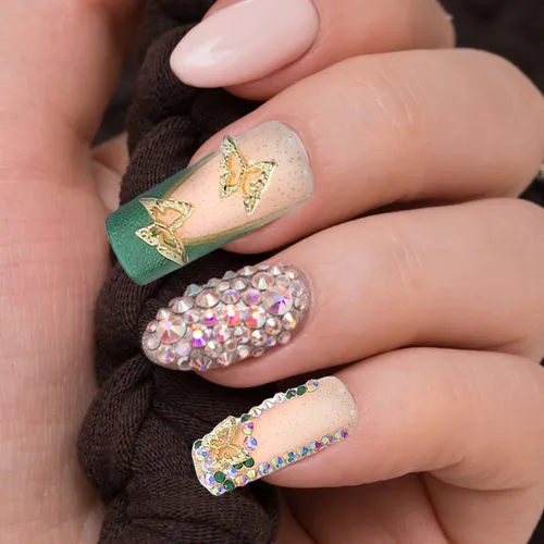 24 Pegatinas Reutilizables Para Uñas: Purpurina Para Ataúd C
