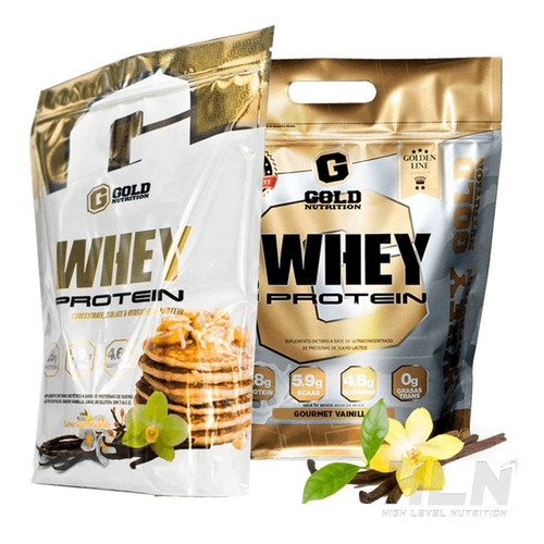 Imagen 3 de 3 de Suplemento en polvo Gold Nutrition Golden Line 100% Whey Protein proteína sabor gourmet vainilla en sachet de 2.267kg