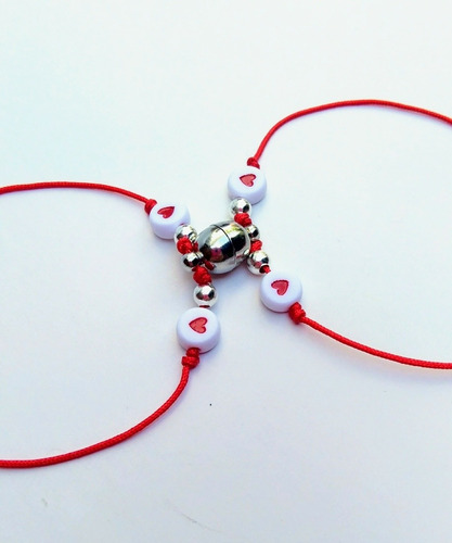 Pulseras Con Imán.parejas,amor,regalo, Aniversario.hilo Rojo