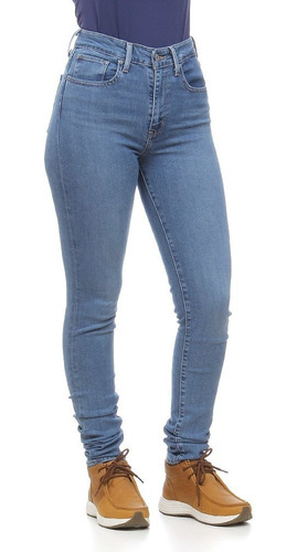 Calça Jeans Feminina Skinny Cós Alto Azul Com Elastano 721 L