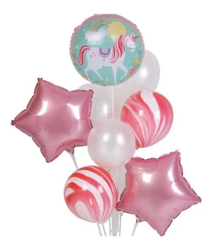 Set De 9 Globos De Unicornio 