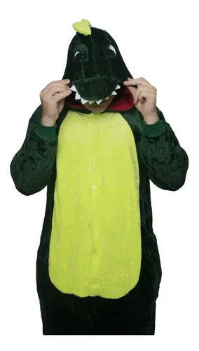 Pijama Mameluco Dinosaurio Con Gorrito Adulto