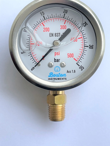 Manómetro Glicerina Rango 0-500 Psi/bar Carátula 2.5 