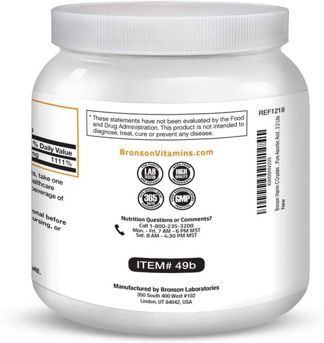 Bronson Vitamina C En Polvo Antioxidantes Sist Inmunologico