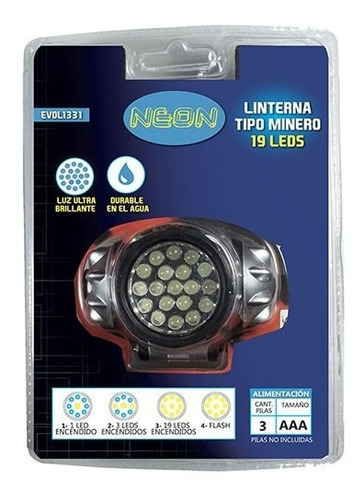 Linterna De Minero 19 Leds Neon Evol1331