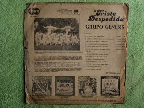 Eam Lp Vinilo Grupo Genesis D Huancayo Triste Despedida 1987 (Usado)