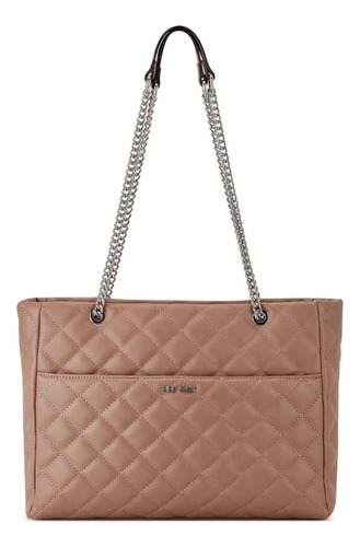 Bolsa Carryall Nine West Con Botón Imantado Para Mujer Acabado de los herrajes Niquel Color Café claro Color de la correa de hombro Marrón claro Diseño de la tela Liso