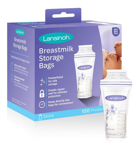 Bolsas Lansinoh Almacenamiento Leche Materna X 100u Oferta!