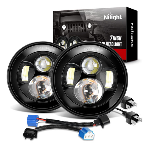 Nilight 2 Faros Delanteros Led Cree Redondos De 7 Pulgadas .