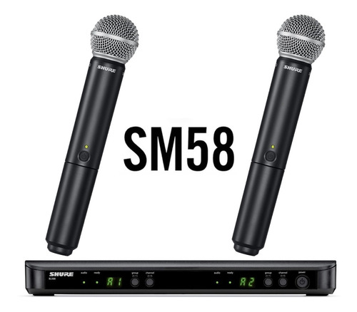 Sistema De Microfonos Doble Inalámbrico Shure Blx88 Con Sm58