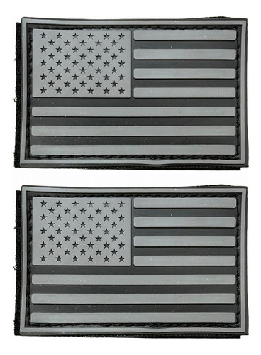 Parche Táctico Bandera Usa Gris. 2 Piezas. Pvc Y Velcro