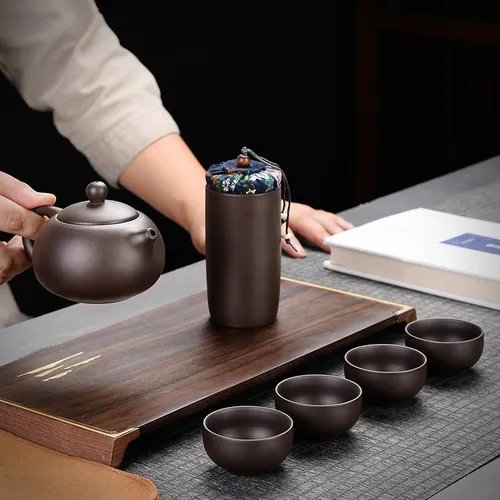 Juego De Té De Viaje Arena Morada Portátil