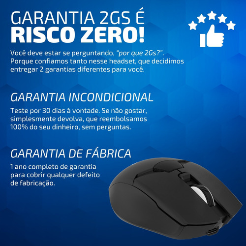 Mouse Gamer Wireless S/ Fio Bluetooth Sem Delay Recarregável