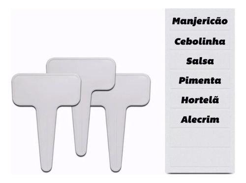 Kit 9 Placas Identificadoras De Vasos Plantas Hortas Jardim Cor Branco