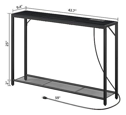 Mahancris Sofá Mesa Con Toma De Corriente, Consola De 43.7