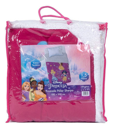 Frazada Polar Sherpa 1,5 Plaza 150x200cm De Niños Mashini Diseño De La Tela Disney Princesa