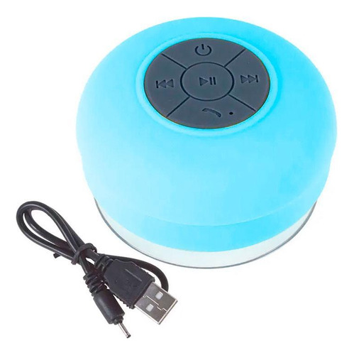 Mini Caixa De Som À Prova D'água Bluetooth Usb Azul Ciano