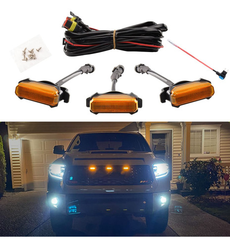 Accesorio Coche 3 Unidad Led Rejilla Central Raptor Luz Para