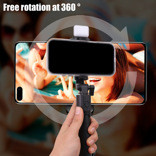 Trípode Inalámbrico Bluetooth Selfie Stick Con Luz Led Para
