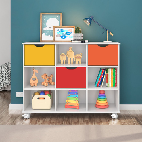Kit 2 Nichos Organizadores 3 Gavetas Com Rodízios Branco/col