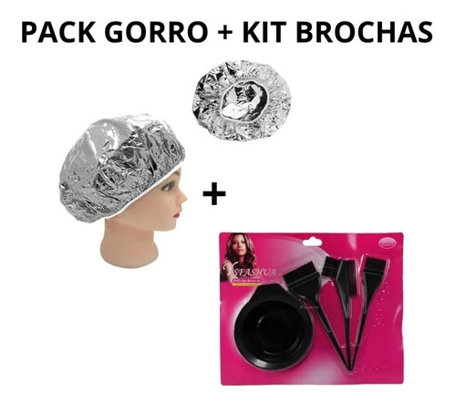 Pack X2 Gorro De Aluminio Mas Pocillo Para Tintura 