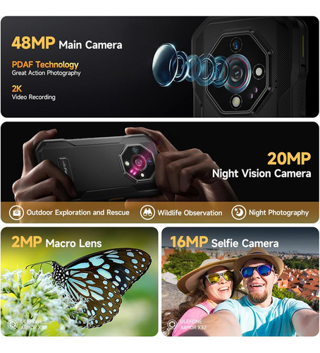 Celular Ulefone Armor X32 Teléfono Robusto Dual Sim 128 GB ROM 12 Gb Ram 5500 mAh Battery 20mp Cámara De Visión Nocturna NFC Android 14