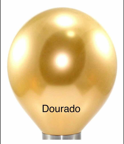 Balão Bexiga Cromado Metalizado Redondo N9 Ouro 25 Unidades