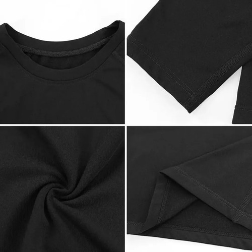 Kit Conjunto Térmico Remera X 2 + Medias Térmicas X 6 Pares Xxl Negro