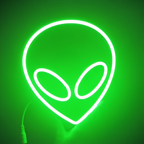 Cartel Nube Alien Planeta Neon Flex Base En 3d Alien
