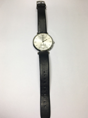 Relógio Original Empório Armani Pulseira Couro Preto Usado