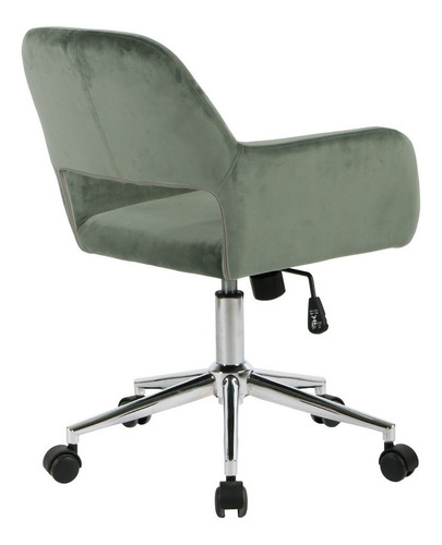 Silla Oficina Ross Tercipelo Cromada Verde Cactus