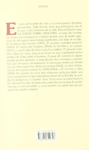 Sobre El Hombre, De Zubiri Apalategui, Xavier. Alianza Editorial, Tapa Blanda En Español