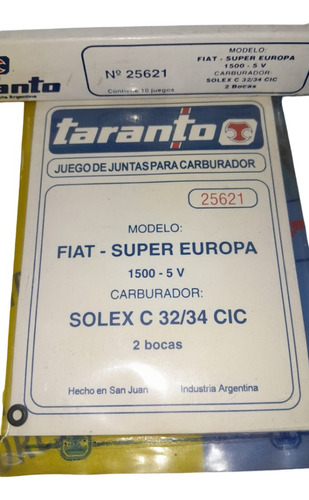 Jgo Juntas Carburador Fiat 128 Super Europa 1500-5v Solex C 