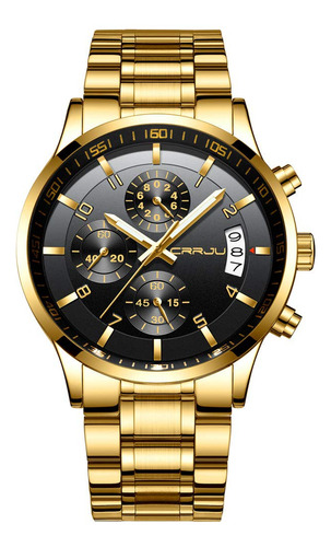 Reloj Crrju Gold Business Date De Acero Inoxidable Para Homb