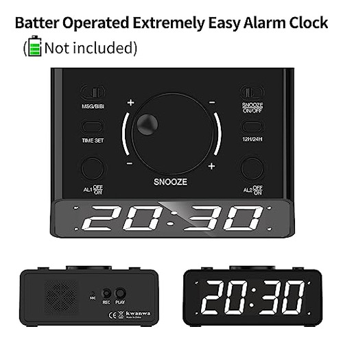 Reloj Despertador Inalámbrico Con Alarma Doble Y Voz Grababl
