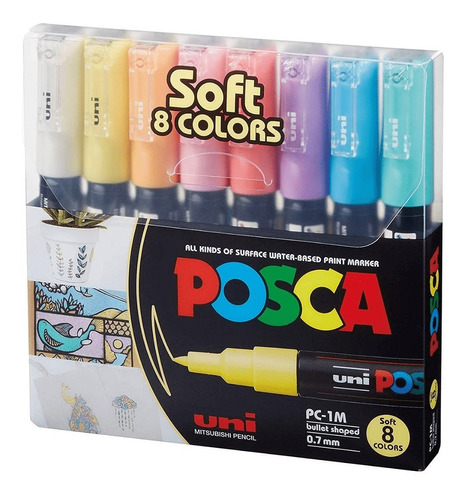 Marcadores Posca 1m Set 8 Colores Pastel