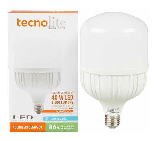 Foco Alta Potencia 40w Led E27 Tecnolite  Luz De Día 6500k