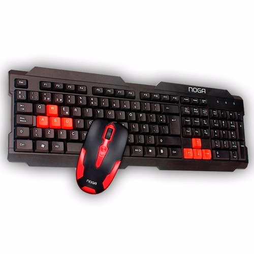 Imagen 4 de 6 de Kit de teclado y mouse gamer Noga NKB-300 Español España de color negro y rojo