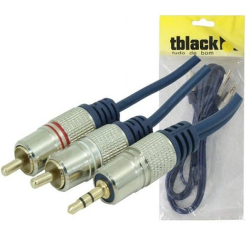 Cabo P2 X 2 Rca Stereo Profissional Ouro 1.8 Metros - Tblack