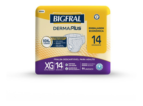Imagem 2 de 5 de Kit Fralda Bigfral Derma Plus Tamanho Xg - 56 Unidades