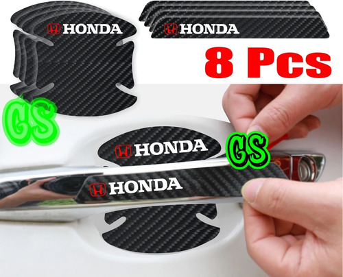 8pcs Protector Manilla Anti Arañazos Honda Fibra Carbono