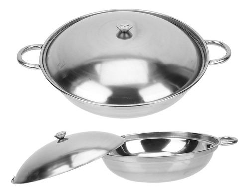 Frigideira Com Tampa Griddle De Aço Inoxidável 2 Peças