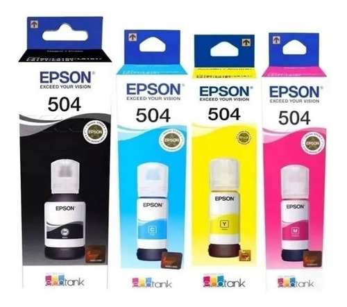 Imagen 2 de 9 de Combo X4 Tintas Originales Epson T504 4150 4160 6161 6171 91
