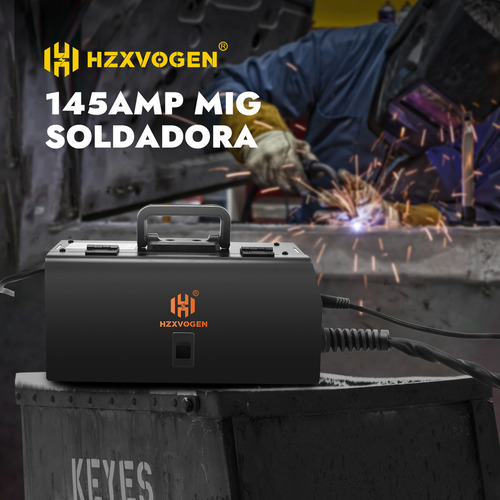 Soldadora inverter Mig sin gas 145A 50/60HZ 60% ciclo de trabaj Herro acero al carbono 1KG